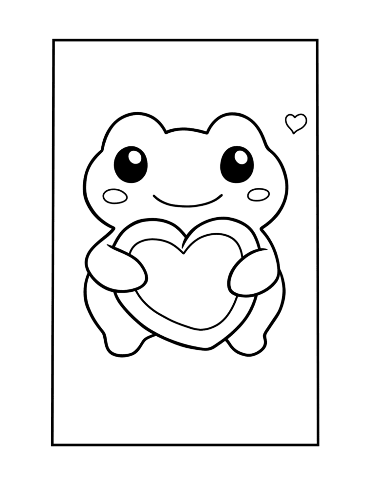 valentine frog coloring page