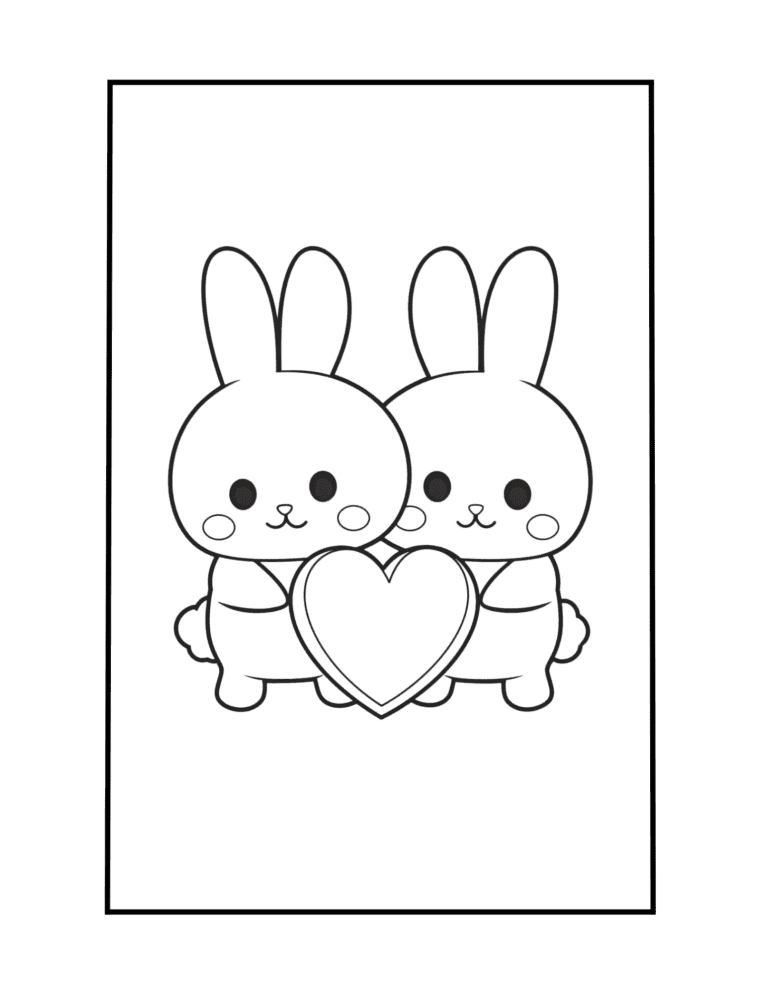 valentine rabbits in love to color