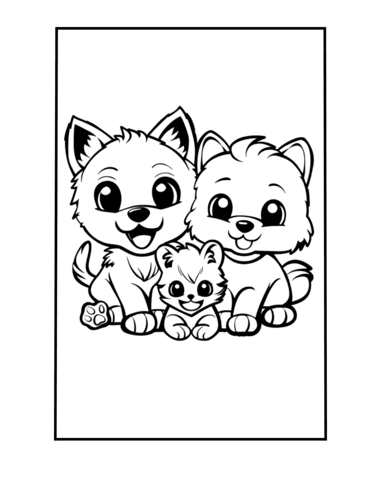 Puppies and Kittens coloring book