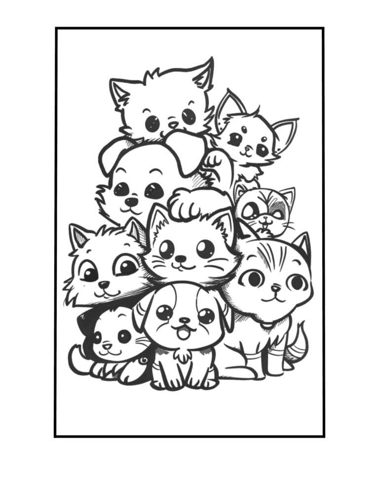 Puppies and Kittens coloring sheet