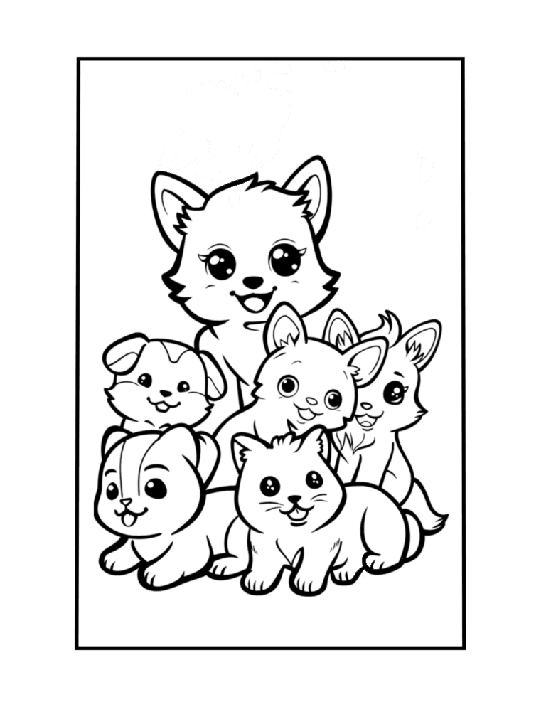 Puppies and Kittens coloring page
