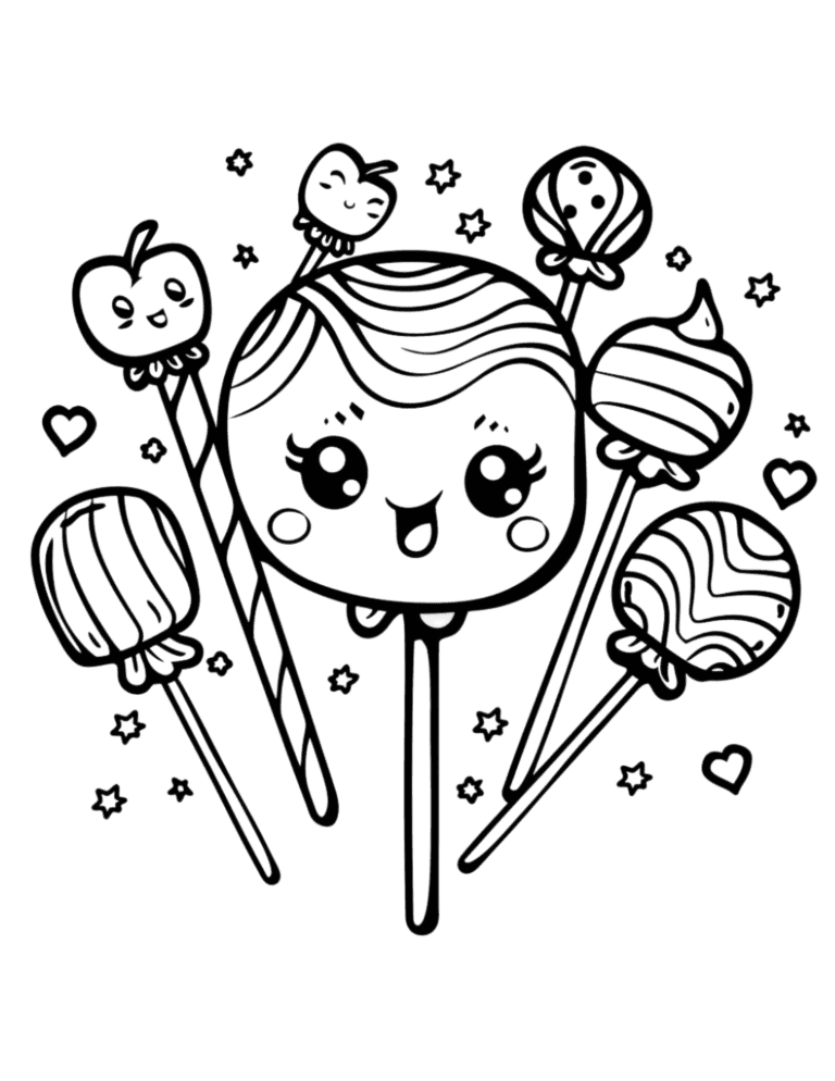 adorable coloring page with candy