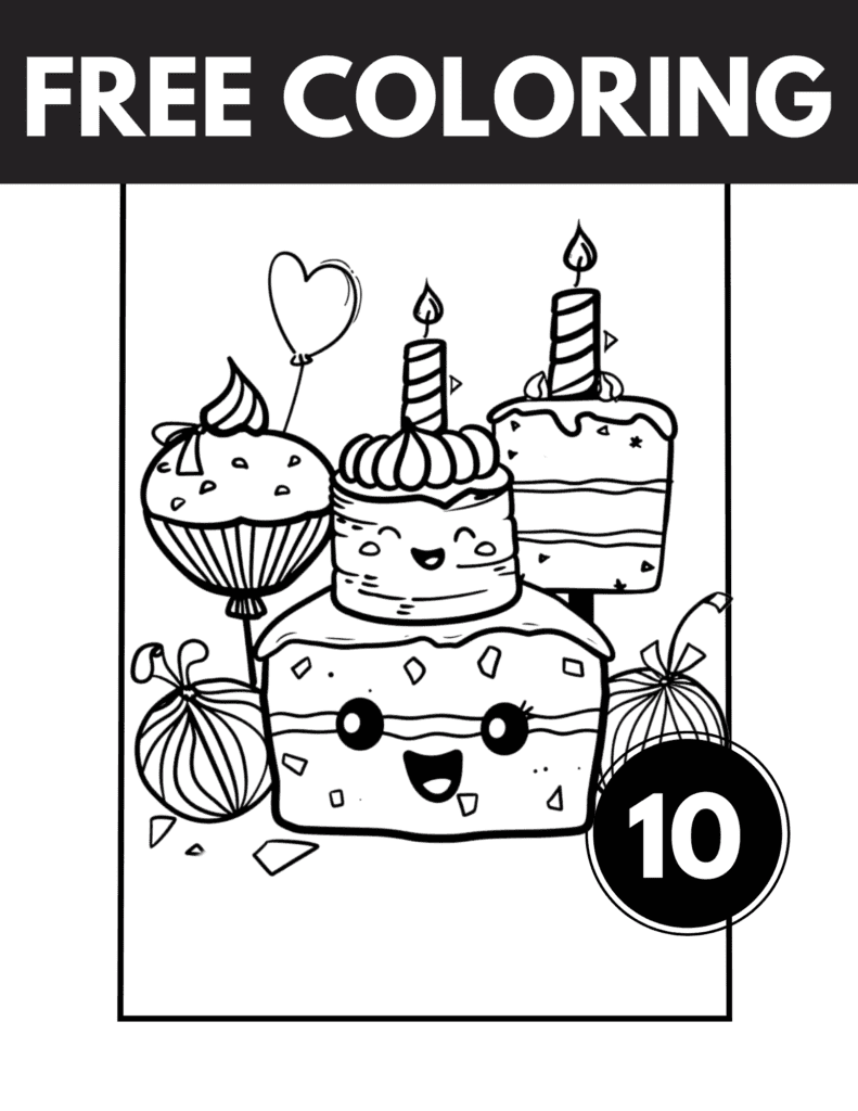 Birthday Coloring Pages: 10 free sheets for party