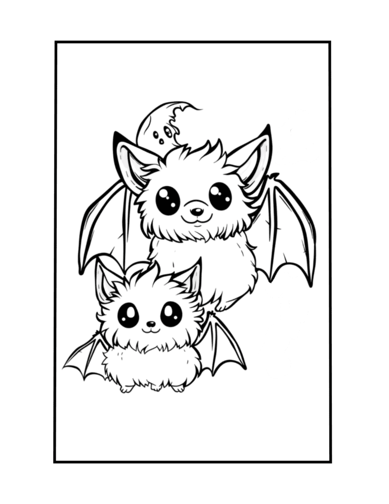 cute bats coloring page