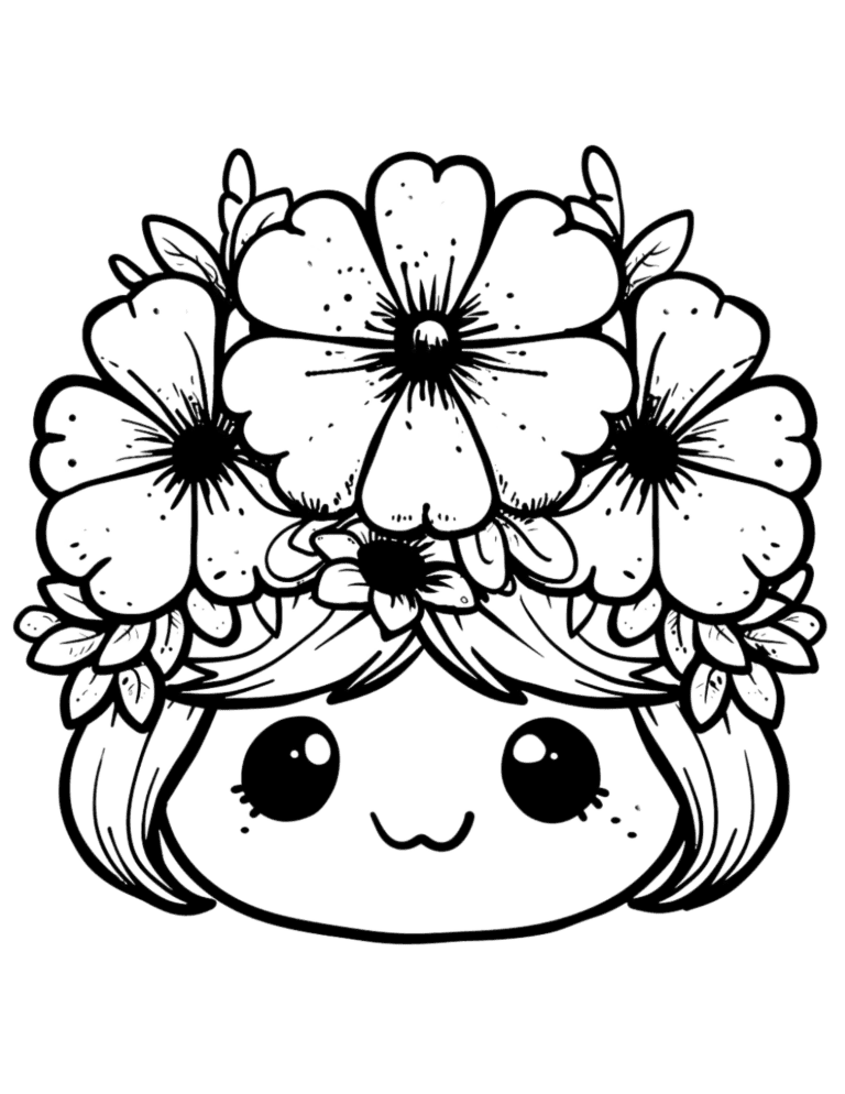 cute flower coloring page 2