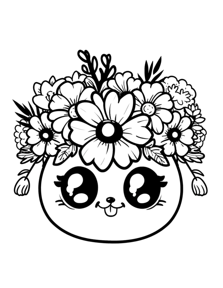 cute flower coloring page 4