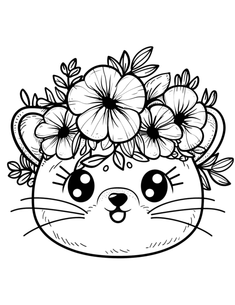 cute flower coloring page 7