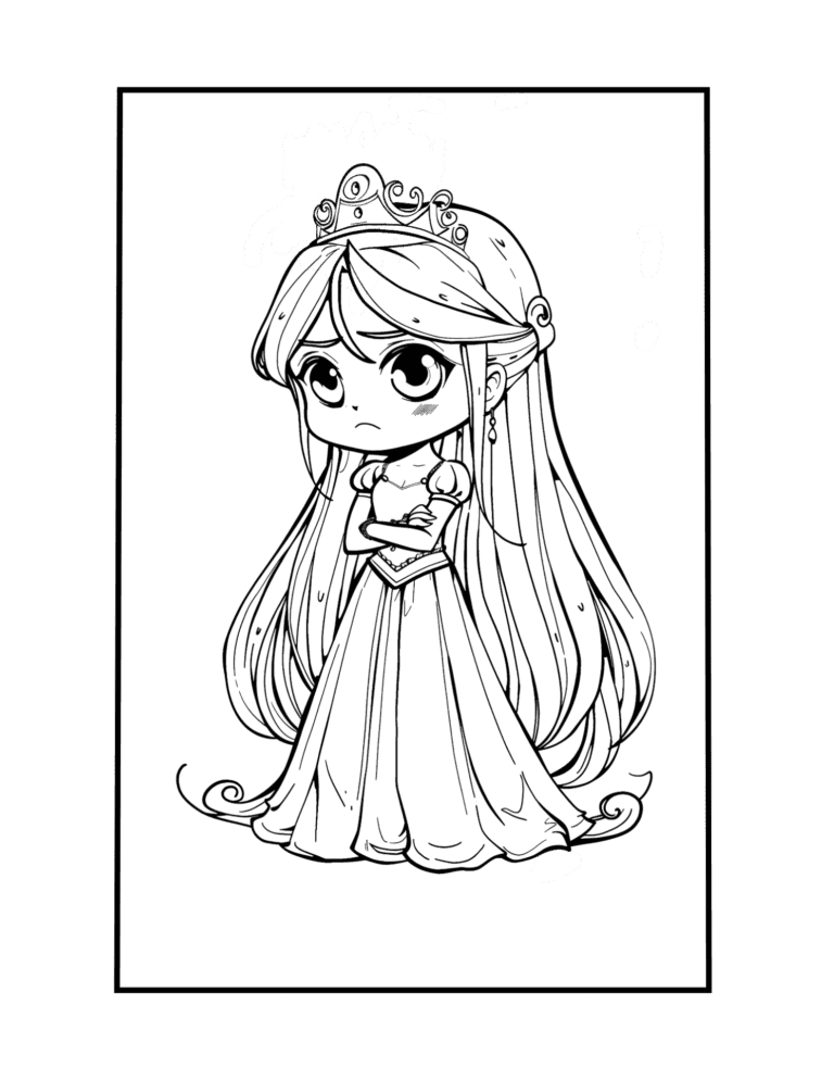 chibi princess coloring page 1