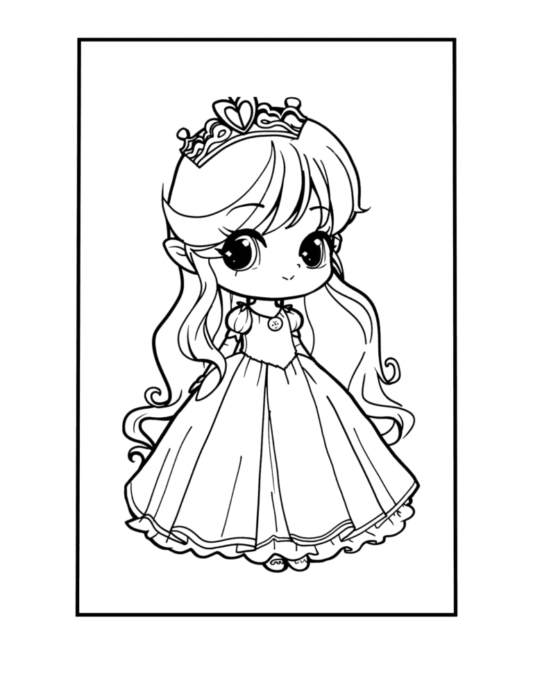 chibi princess coloring page 3