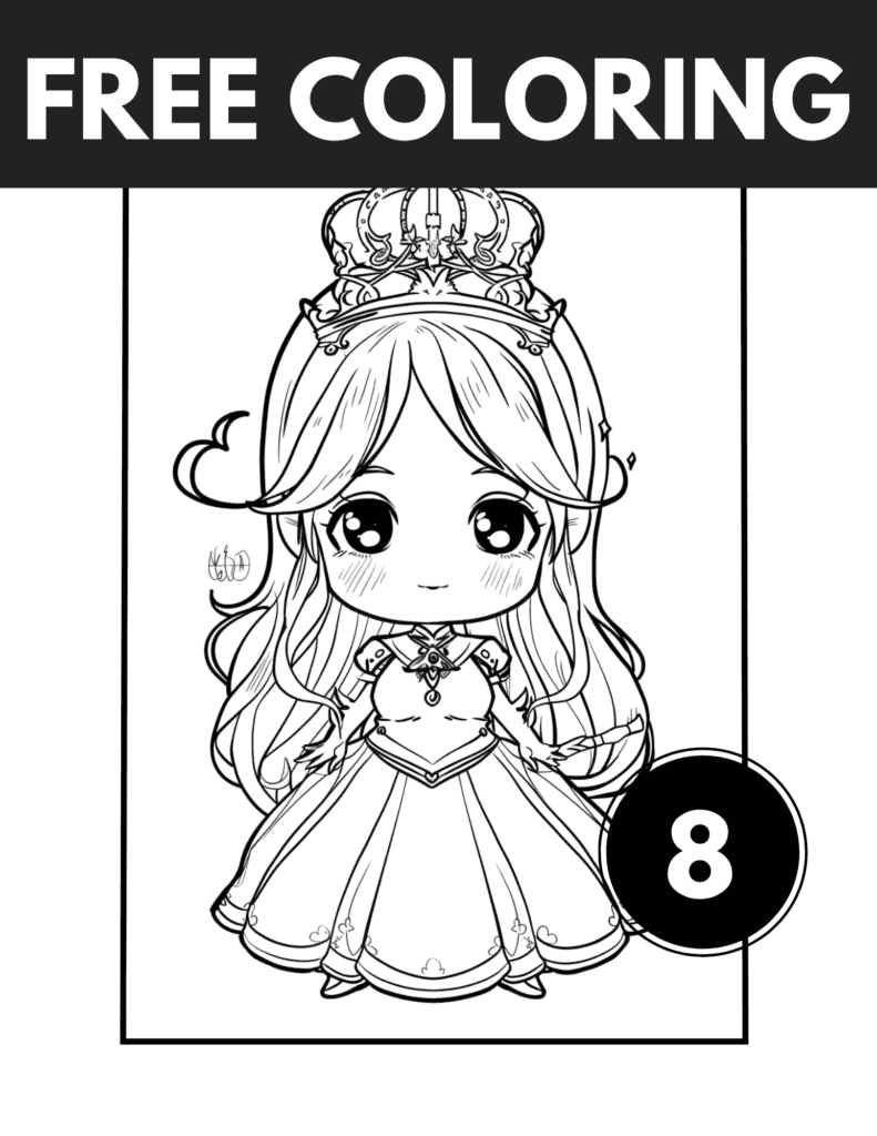 Chibi Princess Coloring Pages: 8 Adorable Printables For Girls