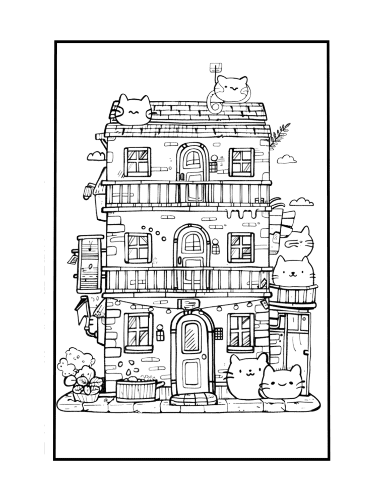 enchanting city coloring page