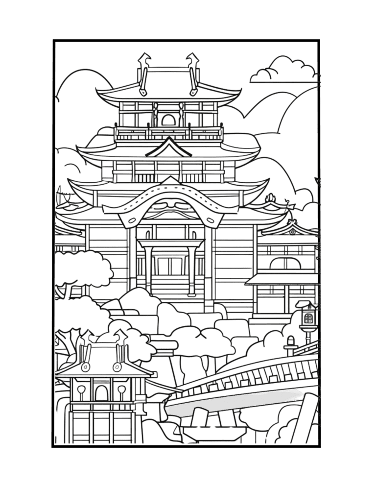 japanese landscape Coloring Sheets-3