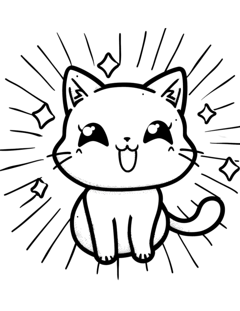 kawaii kitty coloring page