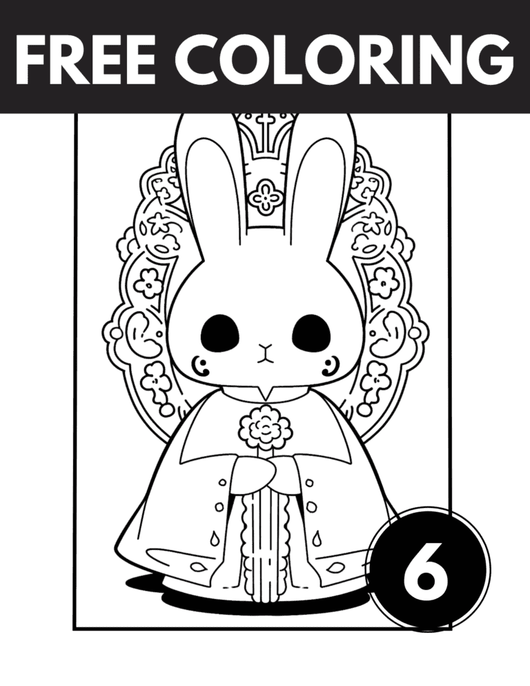 Kawaii Pastel Goth Coloring Pages With Cute Rabbits (6 pages)