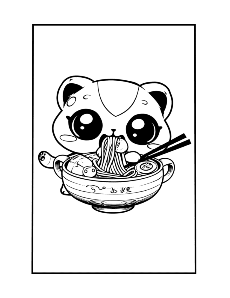 ramen animals coloring page