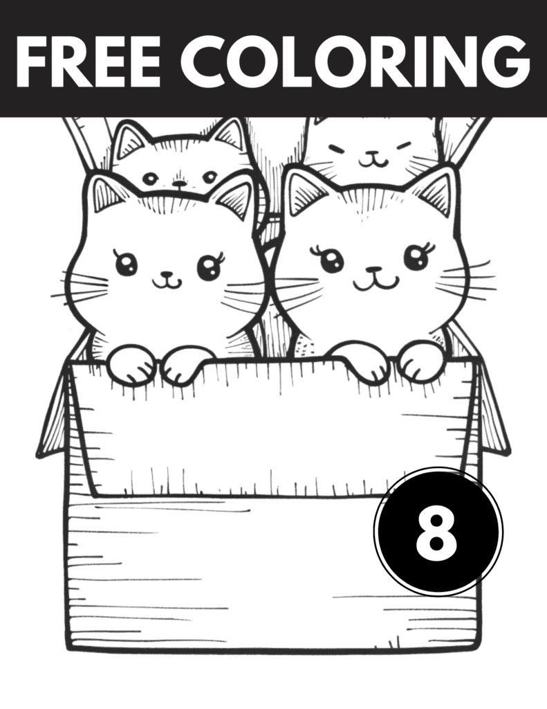 Tiny Cats Coloring Book: 8 Coloring Pages With Cute Little Cats for Stress Relief & Relaxation