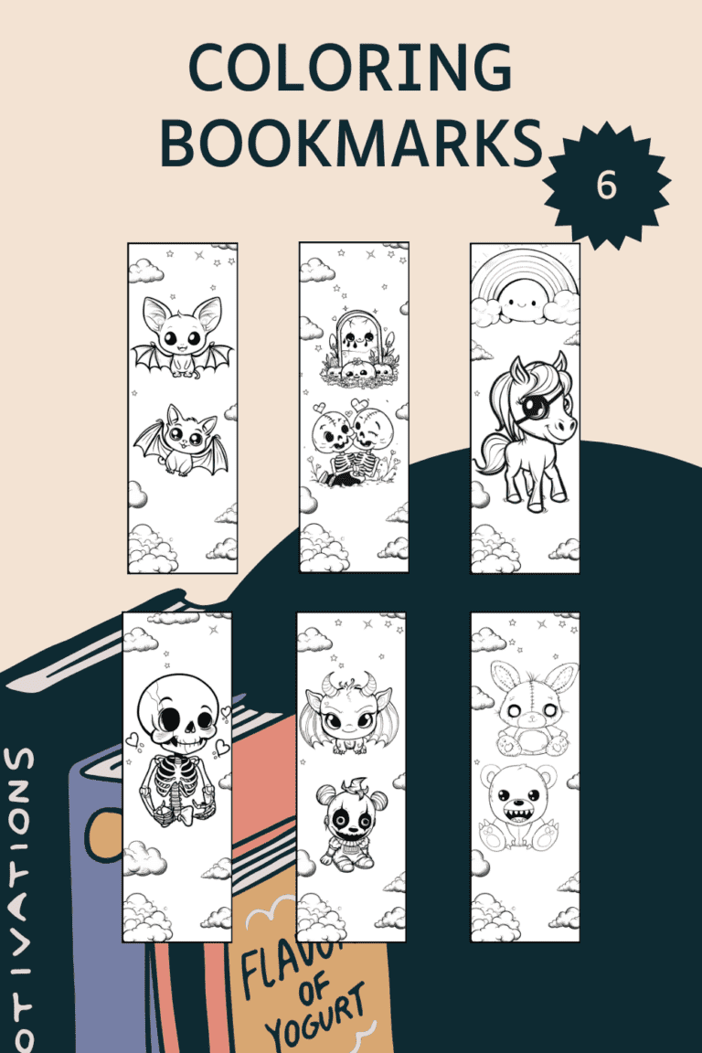 Creepy Cute Coloring Bookmarks: 6 Printable Designs To Color