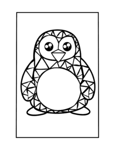 mosaic coloring page featuing penguin
