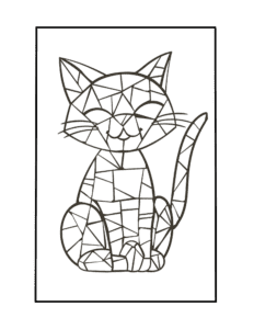 mosaic kitty coloring sheet
