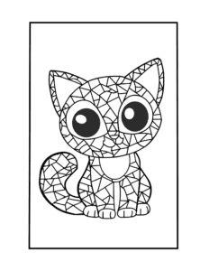 mosaic coloring page featuing cute kitty