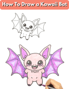 Cute Bat Drawing  How To Draw a Kawaii Bat