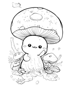 cute mushroom coloring page