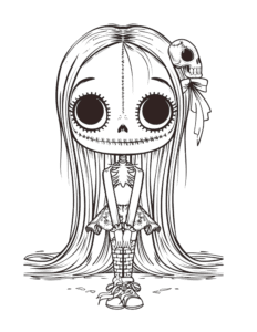 creepy skeleton doll to color
