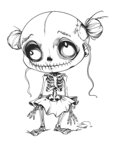 creepy skull coloring page