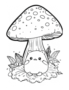 easy to draw mushroom coloring page