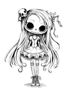 horror chibi girl coloring