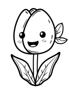 kawaii flower coloring page for kids