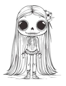 skeleton girl coloring page