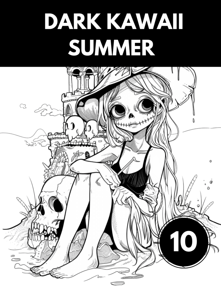 Dark Kawaii Summer Coloring Pages