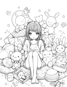 kawaii coloring page for adults