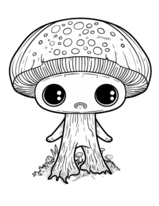 kawaii mushroom coloring
