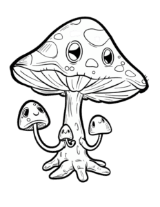 kawaii mushroom coloring page