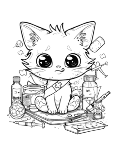 yami kawaii cat coloring page