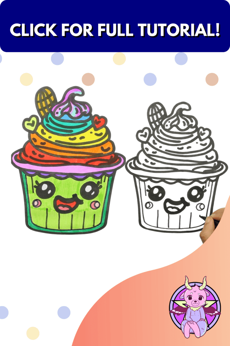 How to draw kawaii cupcake tutorial