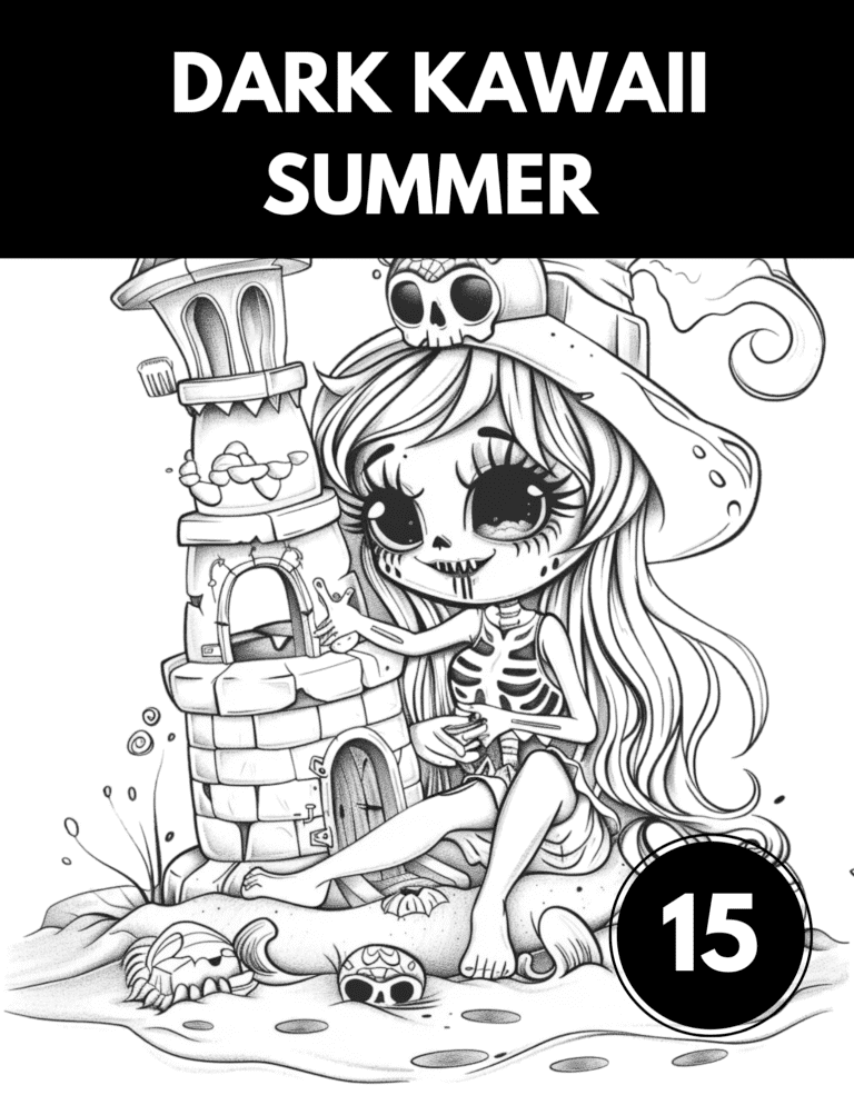 Dark Kawaii Summer Coloring Pages