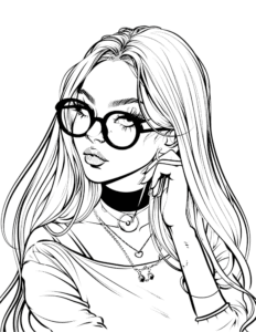 Gothic baddie coloring page