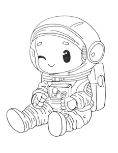 cute astronaut coloring page