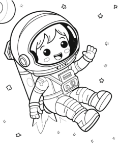 astronaut in space coloring book