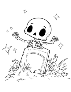 tombstone skeleton coloring page