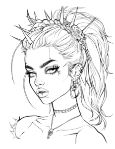 Gothic baddie coloring page