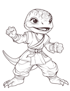 karate dinosaur coloring page