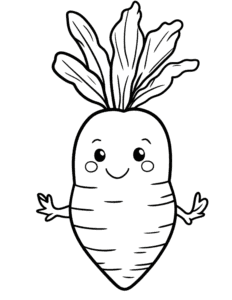 Cute Autumn Carrot Coloring Page