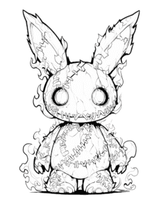 Creepy cute rabbit doll coloring page