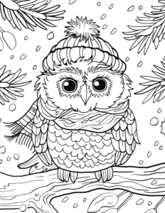 Winter Owls Coloring Pages For Kids And Adults