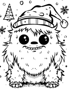 Creepy but cute monster in collection of Creepy Christmas Coloring Pages Very Spooky but Cute Printables.