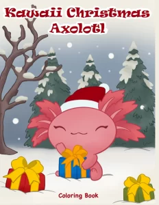 Kawaii christmas axolotl coloring book cover